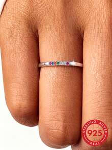 1pc S925 Sterling Silver Gentle Exquisite Dopamine Design Adjustable Open Ring For Women, Fashion Minimalist Fresh Vibe, Suitable For Casual Sweet Style, Niche Luxury Finger Jewelry - Diamond - View 4