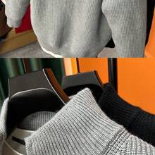 남성 스탠칼라 지퍼 니트 가디건/두꺼운 조직 보온 간절기 비즈니스 캐주얼 자켓   남성 투웨이 가디건 집업 니트 자켓 캐주얼 데일리 도톰한 봄 가을 겨울 루즈핏 스웨터 코트 - 화이트 - 보기 9