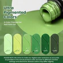 Beetles 6 Colors Green Picnic Green Gel Nail Polish Set, Pastel Green Gel Polish Kit, Soak Off UV LED Nail Art Manicure - 6 Colors Green Picnic Green - 查看 3