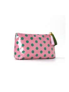 Polka Dot Waterproof Makeup Bag With Contrasting Tassel Storage Bag, Large Capacity Portable Travel Wash Bag Suitable For Skincare, Bathroom, Vacation - Multicolor - View 5