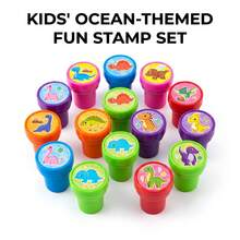 12pcs Mini Colorful Animal Pattern Stamps For Kids, Ocean Animals, Dinosaurs, Farm Animals, Creative Animal Stamps, Suitable For Back To School, Creative Doodling And Art Painting, Learning Rewards, Campus Rewards, Birthday Gifts - Multicolor - View 7