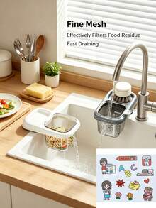 1pc Kitchen Sink Drain Basket, Multi-Functional Drainage Filter Basket With Drip Rack, Food Residue & Tea Leaf Separator, Bathroom Countertop Drying Tray, Home Kitchen Storage Accessory - One Size - View 11