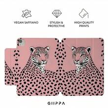GIIPPA Capa Protetora Estampa de Leopardo Rosa Claro & Preto, Capa Magnética Destacável com Dobra em Y à Prova de Choque, Compatível com iPad Mini 6/7, Air 2/3/4/5/11/13, 5/6/7/8/9/10/11, Pro 10.5/11/12.9, Presente Perfeito para Namorada, Dia dos Namorados, Volta às Aulas, Escritório, Natal, Halloween, Ação de Graças, Temporada de Casamentos, Estética Minimalista Estrela Campus Escritório Feriado - Multicolorido - Visão 2