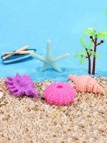 6pcs Large Shell & Starfish Mediterranean Style Home Decor Wall Sticker Series Accessories, Desktop Decoration, Ocean Decor Wall Series, Home Ornament, Resin Starfish, Mediterranean Style Fish Tank Decoration Ornament - Multiple Styles - View 6