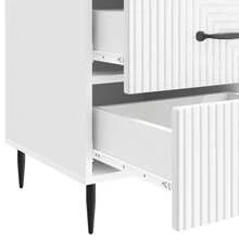 vidaXL Nachttisch Hochglanz Weiß 43 x 41 x 66,5 cm Holzwerkstoff Geeignet für Wohn- und Schlafzimmer; ideal für Kommoden und Nachttische mit Schubladen; platzsparende Montage; perfekt als Geschenk oder Wohnaccessoire. - Weiss - Übersicht 9