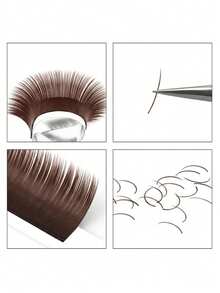 Winky Beauty Oval Flat False Eyelashes Brown, Mixed Length 8-15mm, Natural Soft Silk, Classic Single Dense Type, 12 Rows, 0.15mm/0.20mm, Single Lash Extension, Premium, Matte, Suitable For Professional Lash Artists, Lash Clusters, Lash Strips, Single False Eyelashes, False Eyelashes - View 5