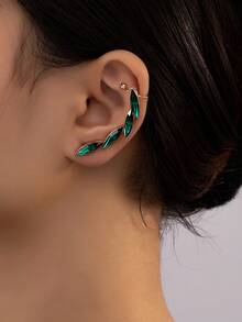 1 pieza de pendiente de oreja con forma de ojo de caballo geométrico único y elegante de acrílico verde curvo, pendiente de oreja creativo y elegante para mujer, adecuado para uso diario, fiestas, vacaciones y otras ocasiones - Verde - Ver 6