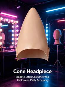 Luxury Elastic Latex Cone Headpiece, Realistic Skin-Tone Alien Cone Bald Cap, Movie Cosplay Costume Prop, Suitable For Halloween And Theme Parties - View 2
