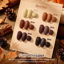 Beetles 6 Colors Fall Whisper Brown Gel Nail Polish Set, Brown Nude Earth Tone Gel Polish Kit, Soak Off UV LED Autumn Nail Art Manicure - 6 Colors Fall Whisper Brown - 查看 2