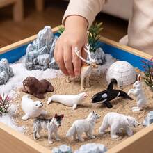 1 Set Mini Realistic Arctic Animal Model Set, Polar Bear, Beluga Whale, Orca, Reindeer, Rabbit, Wolf, Children's Early Education Cognitive Toy - 彩色 - 查看 1