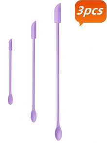 1/3 Set Silicone Spatula Set, Skincare Application Tool, Multiple Sizes Spatulas Suitable For Cosmetic Jars And Lotion Bottles, Silicone Cosmetic Spatula Set - Single-Head Bottle Spatula, For Skincare And Makeup - Purple - View 10