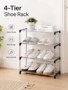 3-Tier Or 4-Tier Stackable Shoe Rack, Suitable For Entryway, Hallway, Closet, Space-Saving | Fits Sneakers, High Heels, Slippers, Flats, Ankle Boots | Multi-Functional Bag Display And Storage Shoe Rack - Multicolor - View 11