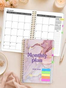 Planejador Mensal de 24 Meses 2026-2028, Organizador de Agenda com Mármore Rosa com Grande Espaço para Escrita, Seção de Notas & Abas Coloridas para Casa, Acessórios de Mesa de Escritório, Cadernos de Notas para Escola, Acessórios de Professor, Presentes de Halloween - Retângulo - Visão 4