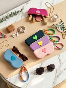 Heart-Shaped Silicone Glasses Case, Portable Fashion Glasses & Eyeglasses Storage Bag, Dust-Proof, Pressure-Resistant, Easy To Clean, Lightweight & Easy To Carry, Suitable For Daily Commute, Travel, Outdoor Use, Unisex, Versatile & Practical Eyewear Storage & Protection Accessory - Multicolor - View 9