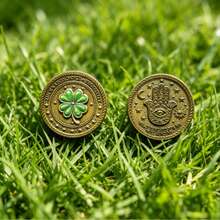 1pc Gold Lucky 777 & 888 Coin Set, Four-Leaf Clover, Horseshoe & Elephant Auspicious Symbols, Collectible Wealth-Attracting & Prosperity Gift - one-size - View 3