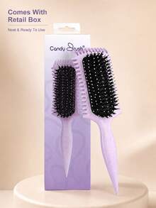 Curly Hair Styling Comb, Multi-Color Plastic Hairbrush, Side Teeth Design, Dense Teeth, Pointed Tail Handle, Anti-Static, Suitable For Wavy Curly Thick Hair And Wigs - Multicolor - View 5