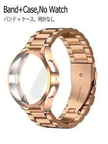 Huastonband 適用於 Galaxy Watch 4 40mm 44mm 手錶錶帶 - Galaxy Watch 5 40mm 44mm 手錶錶帶，Galaxy 6 / 7 40mm/44mm，一套適用於手錶玫瑰金錶帶錶殼，經典風格搭配，不鏽鋼金屬三節鏈錶帶配軟殼，男女通用智慧手錶配件，適合送給朋友、聚會、派對、商務活動和日常配戴 - 玫瑰金 - 查看 3