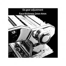 6-Speed Adjustable Manual Pasta Machine, Stainless Steel Hand Crank Dough Roller, Table Clamp Design For Home Kitchen Use - Silver - View 6