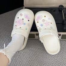 夏季新款女式穆勒涼鞋，EVA透氣軟底舒適休閒百搭沙灘鞋 - 白色 - 查看 2