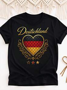 Deutschland Sterne und Herz Deutschland (6) Übersee-Druck Y2K Oversized Unisex T-Shirt für Männer und Frauen Retro 2000er Streetwear Baggy Grafik-T-Shirt - Schwarz - Übersicht 1