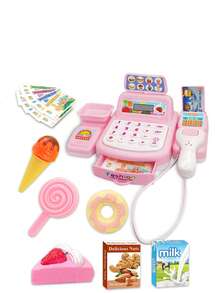 Mainan Mesin Kasir Mini Simulasi Anak, Adegan Kasir Supermarket Simulasi, Cocok untuk Mainan Bermain Peran Anak, Dilengkapi dengan Fungsi Pemindaian dan Efek Suara dan Cahaya Multifungsi, Set Keranjang Sayur dan Buah Bertema Supermarket, Hadiah Ideal untuk Natal dan Permainan Peran (Baterai Tidak Termasuk) - MultiWarna - View 14