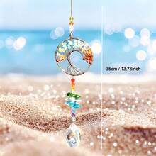 7 Colors Natural Stone Tree Of Life Crystal Hanging Ornament, Window Prism Home Wall Decor, Auto Rearview Mirror Pendant, Household Essential Hanging Decor Gift For Balcony Bedroom Car Interior - A - View 8