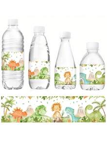 10pcs Dinosaur Water Bottle Stickers,Watercolor Cute Dinor Print Adhesive Bottle Label Wrap For Gender Reveal Party,Boys Birthday Party DIY Decor - Multicolor - View 2