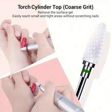 Kit com 7 Peças de Cabeças de Lixamento de Unhas de Cerâmica, Brocas Rotativas de Precisão Resistentes ao Calor com Escova de Poeira para Todos os Tipos de Trabalho de Refinamento de Superfície de Unhas - Multicolorido - Visão 3