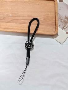 1 Stück Stück einfarbige verstellbare dünne Nylon-Handgelenk-Schlaufe für Handy, niedliche Cartoon-Katzen-Gesicht-Dekoration Anti-Verlust-Handgelenkband, geeignet für tägliche Kombination als Schlüsselanhänger, Taschenanhänger-Accessoire - Verschiedenfarbig - Übersicht 3