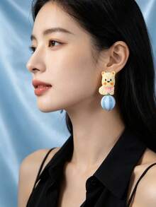 1 Pasang Anting-Anting Bola Alpaca yang Dipersonalisasi, Serbaguna, dan Manis, Cocok untuk Anak Perempuan, untuk Perjalanan Sehari-hari, Pesta, Kencan, dan Acara Kumpul-kumpul. - MultiWarna - View 3