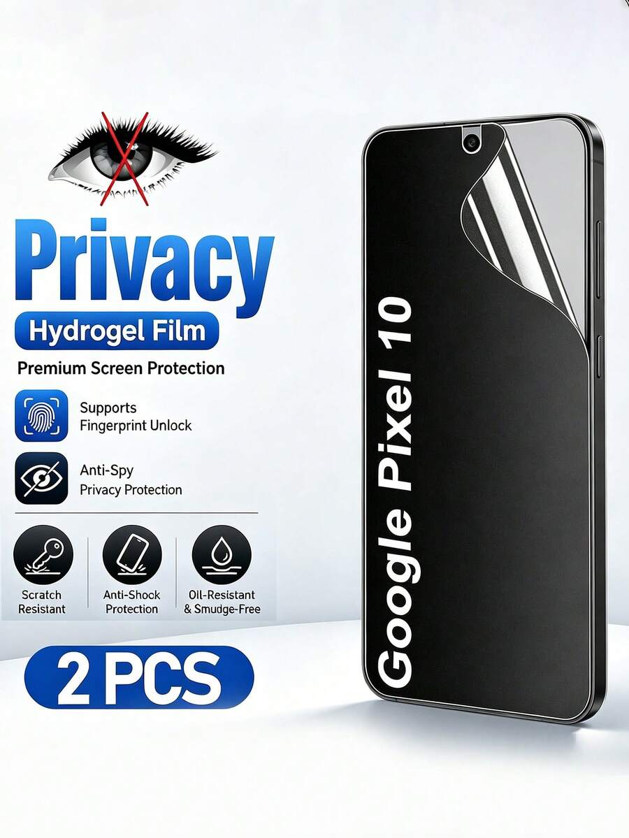 2pcs Privacy Hydrogel Screen Protector Film, Compatible With Google Pixel 11 Pro XL 11a 10 9 Pro XL 8 8 Pro 8a 7 7a 7 Pro 6 6a 6 Pro, Non-Tempered Glass, Anti-Scratch, Easy Installation, Ultra-Thin Flexible Film - Clear - View 1