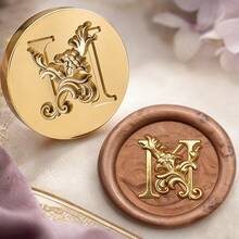 Letter A~Z 3D Embossed Iris Flower Wreath Wax Seal Stamp Head (Handle Not Included, Handle Sold Separately), Initial Wax Seal Stamp Head, Thickened Brass Stamp Head - Single Piece - View 25