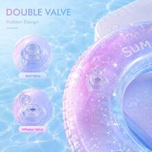 1pc Adult Plus Size Thick Purple Gradient Sequin Inflatable Swim Ring, Unisex Portable PVC Swimming Gear, Suitable For Summer Water Sports, Pool Party, Beach Essential - Multiple Styles - View 4