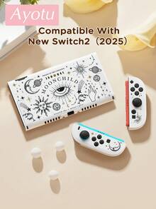 Ayotu 1pc Sun Moon Star Pattern Compatible With Switch2/Switch NS/Switch OLED Game Console Protective Shell, New Generation TPU Soft Shell, Universal Game Controller Protective Case, Switch Controller Protective Case, Switch Game Accessories, Anti-Drop, Anti-Slip, Anti-Scratch, Fashionable, Autumn Romantic/Back To School Gift/Valentine's Day Gift/Christmas Gift/Halloween Gift - Multicolor - View 6