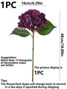 1pc Purple-Red Artificial Hydrangea, Realistic Silk Hydrangea Decor, High-Quality Faux Flower Bouquet, Suitable For DIY Wedding Bouquet, Party, Home, Living Room, Kitchen, Garden, Hotel, Office, Autumn DIY Wreath, Gift - Red Violet - View 7