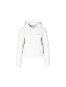 Calvin Klein [حزمة] تي شيرت نسائي بشعار Script Core باللون الأبيض + هودي نسائي بتطريز IB0 باللون الأبيض - أبيض ساطع + أبيض - مشاهدة 3