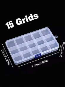 Transparent Fixed Compartment Plastic Storage Box 10/12/15/18/24 Slots Optional PP Material Jewelry Box Storage Earrings Rings Nail Art Rhinestones Nail Accessories DIY Beads Soft Clay Handmade Small Parts Multi-Functional Portable Storage Box Girls Gift - Clear - View 10