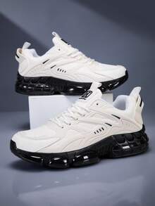Men's Fashion Sports Shoes - Breathable And Comfortable, With Thick Sole Support, Low-Top Design, Suitable For Casual And Sports Wear, All Season - White and Black - View 2