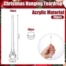 20pcs 5.7 Inch Clear Crystal Acrylic Water Drop Hanging Decor, Christmas Tree Ornament, Crystal Replacement For Pendant Light, Christmas Raindrop Centerpiece Decoration - 14.5 cm / 5.7 Inches - View 4