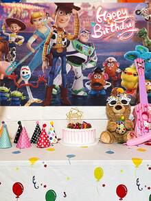 Disney 生日快樂主題攝影背景布，高畫質印花聚酯纖維派對牆面裝飾，可折疊且可重複使用的裝飾背景橫幅，生日派對攝影與場景布置理想配件 - 多款 - 查看 10