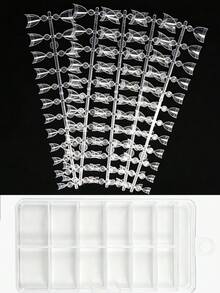 120pcs Matte Almond Shaped Fake Nails, Half Cover Pre-Painted Bright Color Nail Stickers, 12 Sizes, Easy To Use - 無色 - 查看 7