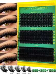 15 Rows 290 Pcs 5D Individual Lashes 60D 80D 100D D Curl 10-16mm Thick Fluffy Mixed Cluster Lashes DIY Makeup For Daily Use - 查看 8