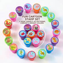 12pcs Mini Colorful Animal Pattern Stamps For Kids, Ocean Animals, Dinosaurs, Farm Animals, Creative Animal Stamps, Suitable For Back To School, Creative Doodling And Art Painting, Learning Rewards, Campus Rewards, Birthday Gifts - Multicolor - View 1