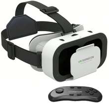 YIYI 虛擬實境 VR 頭戴式 3D 眼鏡，兼容電視、電影與電子遊戲，適用於 iPhone 和 Android 系統，支持 4.7-7 吋螢幕，1 件，白色 - 彩色 - 查看 7