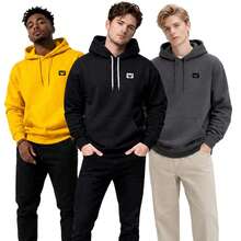 Kit Of 3 Comfortable Hooded Sweatshirts For Casual Style - 黑色,黃色和鉛 - 查看 1