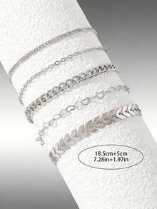 5 Pcs/Set Beach Vacation Ankle Bracelet Set - Fashionable Bohemian Style Accessories - Anklet Set - View 4