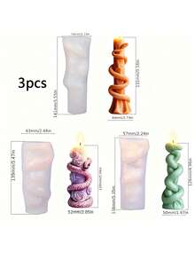 3PCS Snake Silicone Mold Cobra Skeleton Column Casting Mould Thick Flexible For Scented Candle Handmade Soap Gypsum Epoxy Resin Squishy Toy DIY Halloween Autumn Decor Unique Holiday Handmade Gift - A - View 7