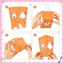 10pcs/30pcs/50pcs/100pcs Halloween Ghost Popcorn Gift Boxes, Disposable Paper Boxes With Cute Pink And Orange Ghost Design, Perfect For Holding Snacks And Candy; Suitable For Halloween, Birthday Parties And Day Of The Dead Celebrations - Multicolor - View 7
