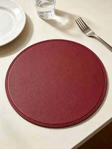 4pcs, Solid Color Round PU Leather Placemats, Table Mats, Washable Table Decor Mats, Non-Slip Durable Western Style Placemats, Odorless, Suitable For Restaurants, Cafes, Homestays, Fit For Holidays, Parties, Gatherings, Birthdays, Weddings, Dinner Parties. - Multicolor - View 12