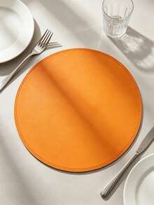 4pcs, Solid Color Round PU Leather Placemats, Table Mats, Washable Table Decor Mats, Non-Slip Durable Western Style Placemats, Odorless, Suitable For Restaurants, Cafes, Homestays, Fit For Holidays, Parties, Gatherings, Birthdays, Weddings, Dinner Parties. - Multicolor - View 13